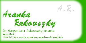 aranka rakovszky business card